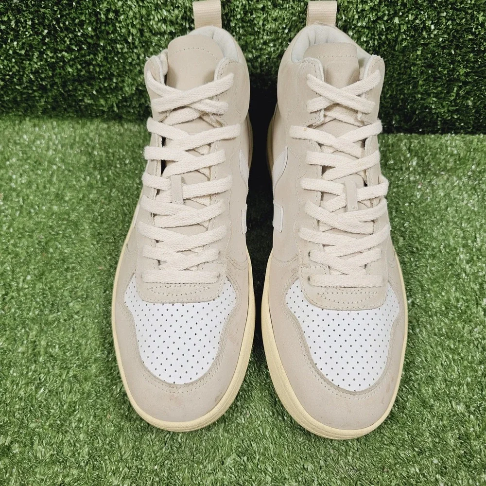 Veja V-15 White Pierre Leather High Top Casual Sneakers Mens Size US 9